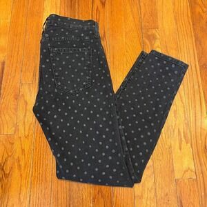 Current Elliott Sz 26 Stiletto Black Gray Polka Dot Skinny Denim Cropped Ankle